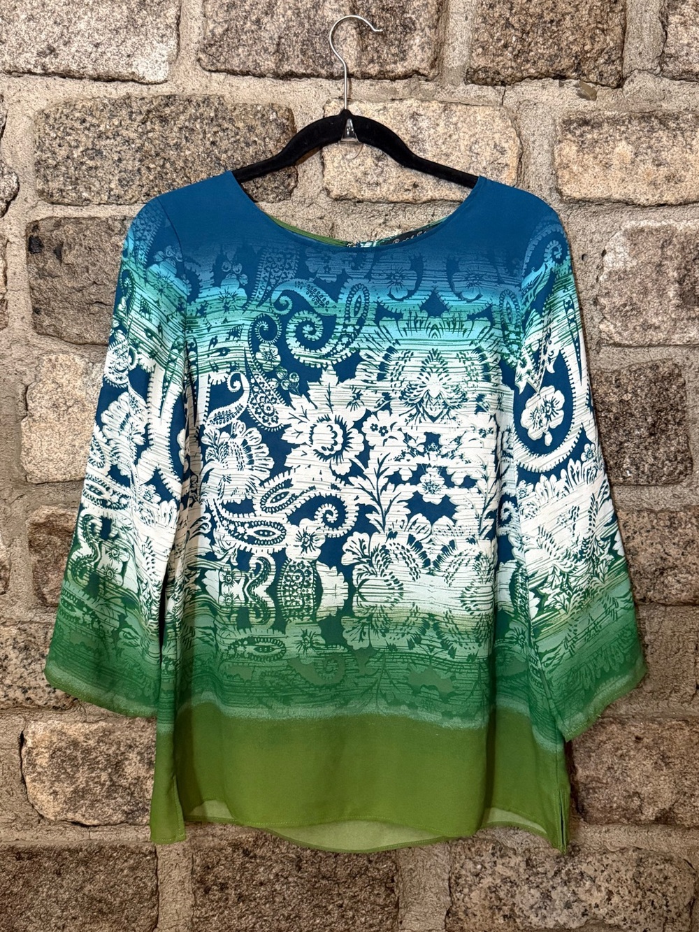 Rose & Olive Floral Quarter-Sleeve Tunic Blouse